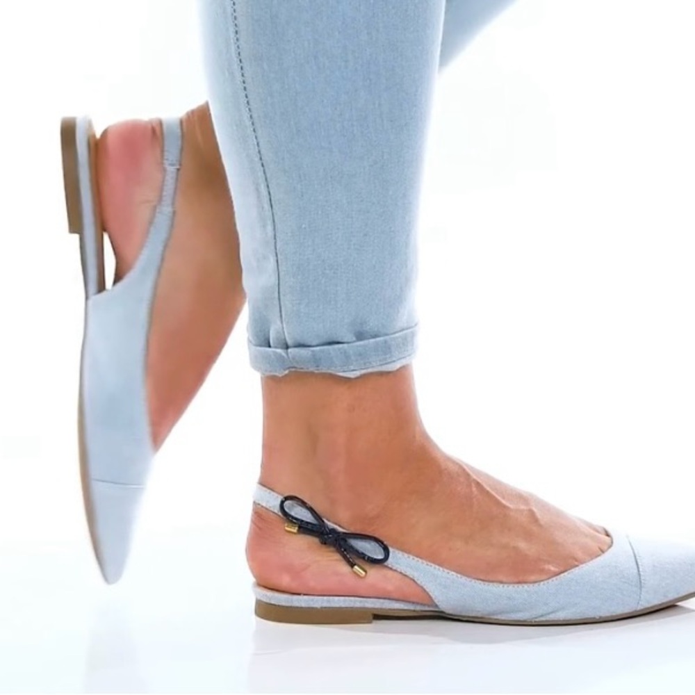 28. Serena Slingback Cap Toe Denim Jack Rogers Size 7.5 New